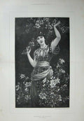 Old Antique Print 1895 Semenowsky Fine Art Women Summer Blossoms Flowers 19th