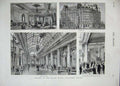 Original Old Antique Print 1880 Grand Hotel Trafalgar Square London Dining Hall