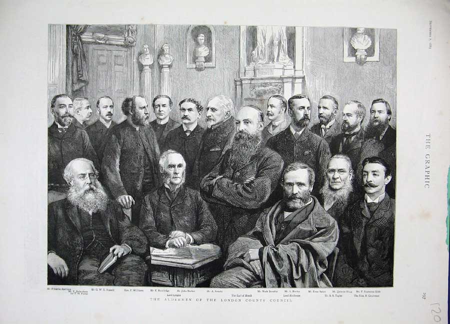 Original Old Antique Print 1889 Alderman London City Council ArnBarker Meath