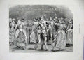 Original Old Antique Print Maske Flowers Gray'S Inn 1887 Queens Jubilee Dancing