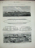 Original Old Antique Print 1872 Captain Dicey'S Steamer Ship Mackie'S Deck Plan