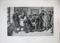Original Old Antique Print Petition Parliament 1884 Men Signing Paper Table