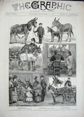 Original Old Antique Print 1887 Jubille Pony Donkey Show London People'S Palace