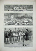 Old Antique Print 1882 Ship Gunboat Condor Alexandria Palace Pasha Gabari 19th