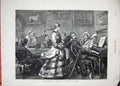 Original Old Antique Print 1877 Inn Dover Music Piano Lady Men Table Fine Art