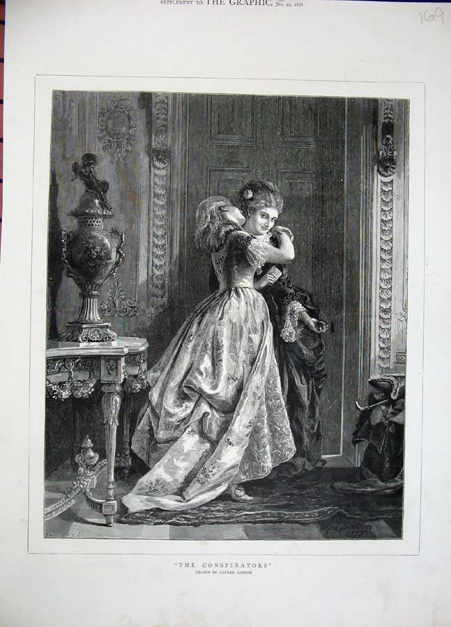 Original Old Antique Print 1876 Ladies Women Alfred Sansom 19th
