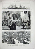 Old Antique Print 1881 New Inman Steamship City Rome Grand Saloon Engine 19th
