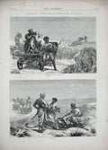 Old Antique Print 1872 India Antelope Hunting Cheetah Sport Cart Country 19th