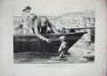 Original Old Antique Print 1871 Fisherman Darling Little Girl Boat Beach 19th