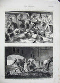 Original Old Antique Print 1876 West Indies Maufacture Sugar Purging Bagazo Art