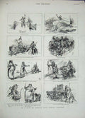 Original Old Antique Print 1881 Sale Exmoor Wild Ponies Bampton Colt Horse 19th