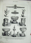 Original Old Antique Print 1882 Marriage Prince LeopDuke Albany Presents Clock