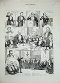 Original Old Antique Print 1882 Prince Wales Savage Club Eastbourne Flute Music