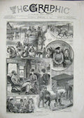 Old Antique Print 1887 Hunting Horses Train Carriage Pulman Dining Coach 19th