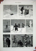 Old Antique Print 1884 Observatory Summit Ben Nevis Snowstorm Mountains 19th
