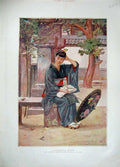 Original Old Antique Print Colour Japanese Lady Woman Parasol Chase Fripp