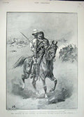 Original Old Antique Print 1898 Soudan War Battle Atbara Siers Horse Hussars