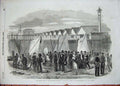 Original Old Antique Print 1856 Grand Naval Review Excursionists Hard Ship Art