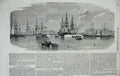 Old Antique Print 1859 Inner Dock Southampton Sailing War Ships Fine Art 19th