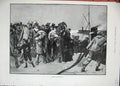 Original Old Antique Print 1883 Passengers Ship Stormy Sea Sailing Fine Art
