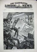 Old Antique Print 1890 Naval Manoeuvres Stern Battery Northumberland Ship 19th