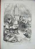 Old Antique Print 1876 Prince Wales India Ship Serapis Tiger Cheetals Men 19th