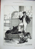 Original Old Antique Print 1876 Prince Voyage India Serapis Ship Black Bear Dog