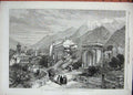 Original Old Antique Print 1869 Transport Mont Cenis Railway India Piedmont Art