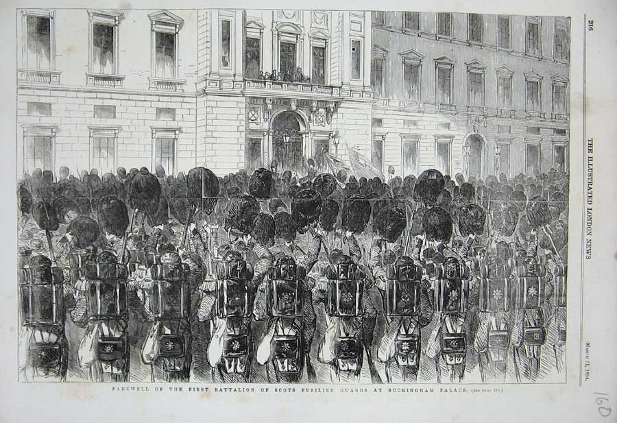 Antique Print *0260 1854 Battalion Scots Fusilier Guards Buckingham Palace