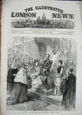Original Old Antique Print 1874 City London Address Emperor Russia Guildhall