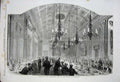 Original Old Antique Print Banquet Fishmongers Hall Lord Mayor 1861 Men Table