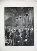 Original Old Antique Print 1870 Prince Arthur Albert Memorial Window Guildhall