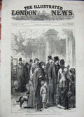 Original Old Antique Print 1879 Lodge Gate Camden Place Chiselhurst People Dog