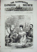 Old Antique Print Guildhall Banquet Prince Princess Wales Loving Cup 1876 19th