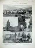 Original Old Antique Print 1899 Pretoria Dutch Church Daas-Poort Transvaal War