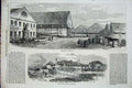 Original Old Antique Print 1869 Deptford Dockyard Pension Office Building 19th