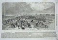 Old Antique Print 1856 Naval Review Southsea Common Promenade Ships War 19th