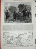 Old Antique Print War 1877 Russian Army Plevna Map Bulgaria Turkish Plan 19th