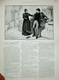 Original Old Antique Print Miser Farebrother 1887 Gordon Browne Mother Boy Son