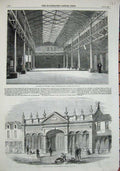 Original Old Antique Print 1869 Salisbury New Market Aldershott Buildings 19th