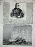 Original Old Antique Print 1864 John Watson Gordon Royal Standard Ship Ice-Berg
