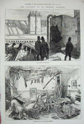 Original Old Antique Print 1876 St George'S Hospital Cistern RoHolland Ward