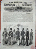 Antique Old Print *0282 1857 Officers Marines Steam Frigate Ship Susquehanna