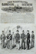 Original Old Antique Print 1857 Officers Marines America Firgate Susquehanna