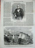 Old Antique Print 1859 War Bridge Doveria Crevola Simplon Italy Dorling 19th
