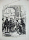 Original Old Antique Print 1878 Boquet Princess Louise Halifax Ship Nova Scotia