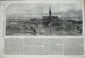 Old Antique Print 1852 View City Salisbury Floods Trees Church Mountains 19th