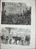 Original Old Antique Print 1882 Siers Egypt Royal Review Horse Guards Parade