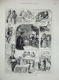 Original Old Antique Print 1884 Marriage American Midgets Manchester Wedding