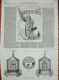 Old Antique Print 1867 Lumley Patent Rudder Douglas First-Order Lantern 19th